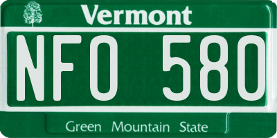 VT license plate NFO580