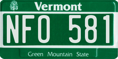 VT license plate NFO581
