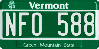 VT license plate NFO588