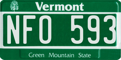 VT license plate NFO593