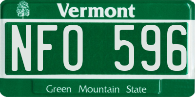 VT license plate NFO596