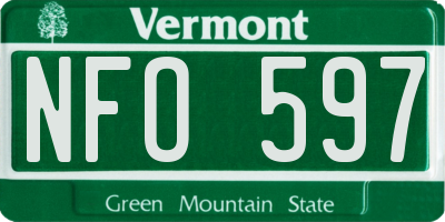 VT license plate NFO597