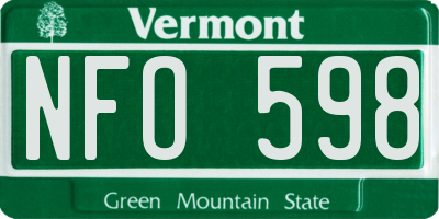 VT license plate NFO598