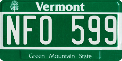 VT license plate NFO599