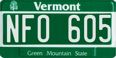 VT license plate NFO605