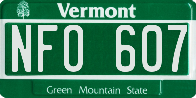 VT license plate NFO607