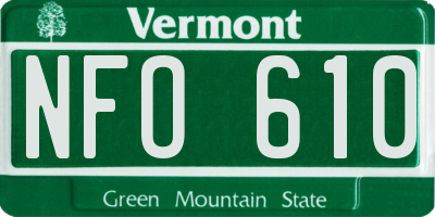 VT license plate NFO610
