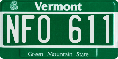 VT license plate NFO611
