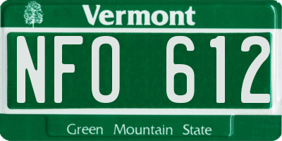 VT license plate NFO612