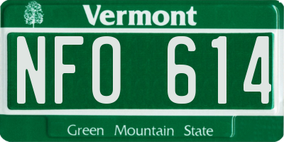 VT license plate NFO614