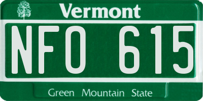 VT license plate NFO615