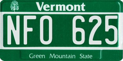 VT license plate NFO625