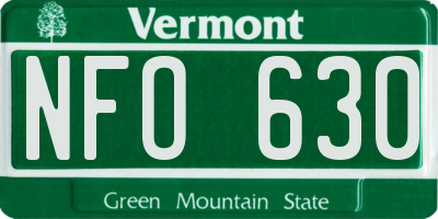 VT license plate NFO630
