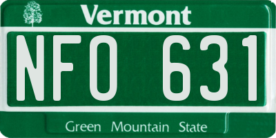 VT license plate NFO631