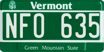 VT license plate NFO635