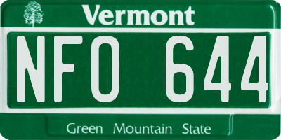 VT license plate NFO644