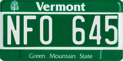 VT license plate NFO645