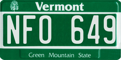 VT license plate NFO649