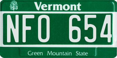 VT license plate NFO654