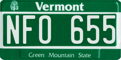 VT license plate NFO655