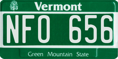 VT license plate NFO656