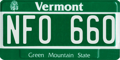 VT license plate NFO660