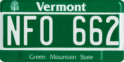 VT license plate NFO662
