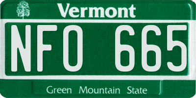 VT license plate NFO665