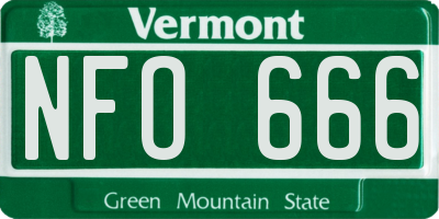 VT license plate NFO666