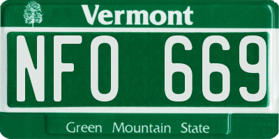 VT license plate NFO669