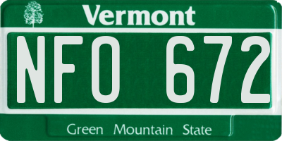 VT license plate NFO672