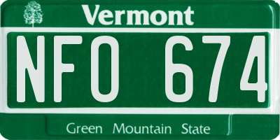 VT license plate NFO674