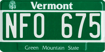 VT license plate NFO675