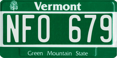 VT license plate NFO679