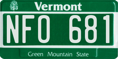 VT license plate NFO681