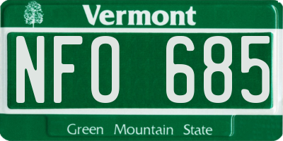 VT license plate NFO685