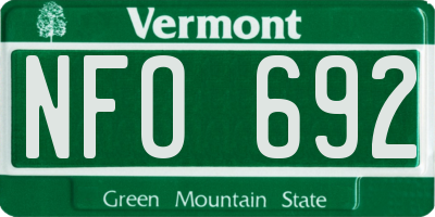 VT license plate NFO692