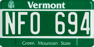 VT license plate NFO694