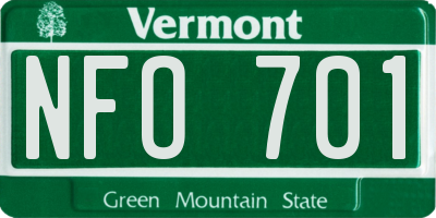 VT license plate NFO701