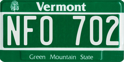 VT license plate NFO702
