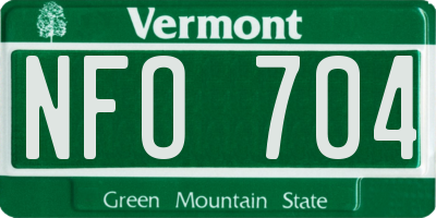 VT license plate NFO704