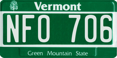 VT license plate NFO706