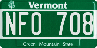 VT license plate NFO708