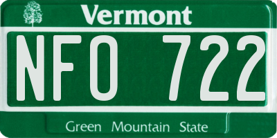 VT license plate NFO722