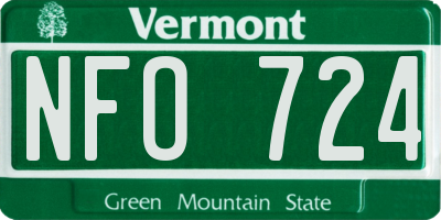 VT license plate NFO724