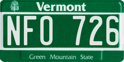VT license plate NFO726