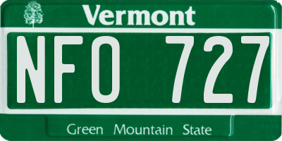 VT license plate NFO727