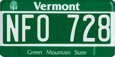 VT license plate NFO728