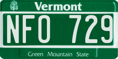 VT license plate NFO729