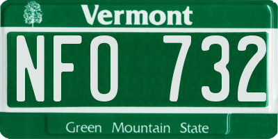 VT license plate NFO732